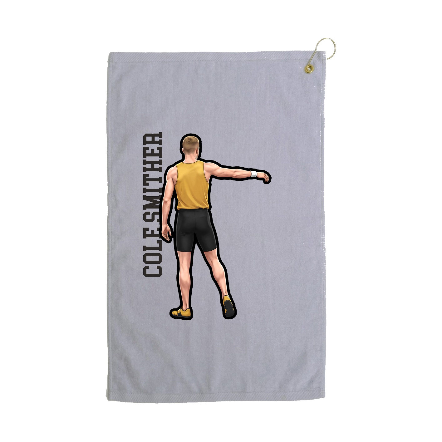 Golf Towel — Name Vertical in Grey