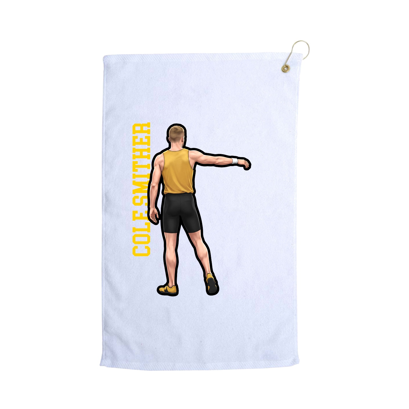 Golf Towel — Name Vertical in White
