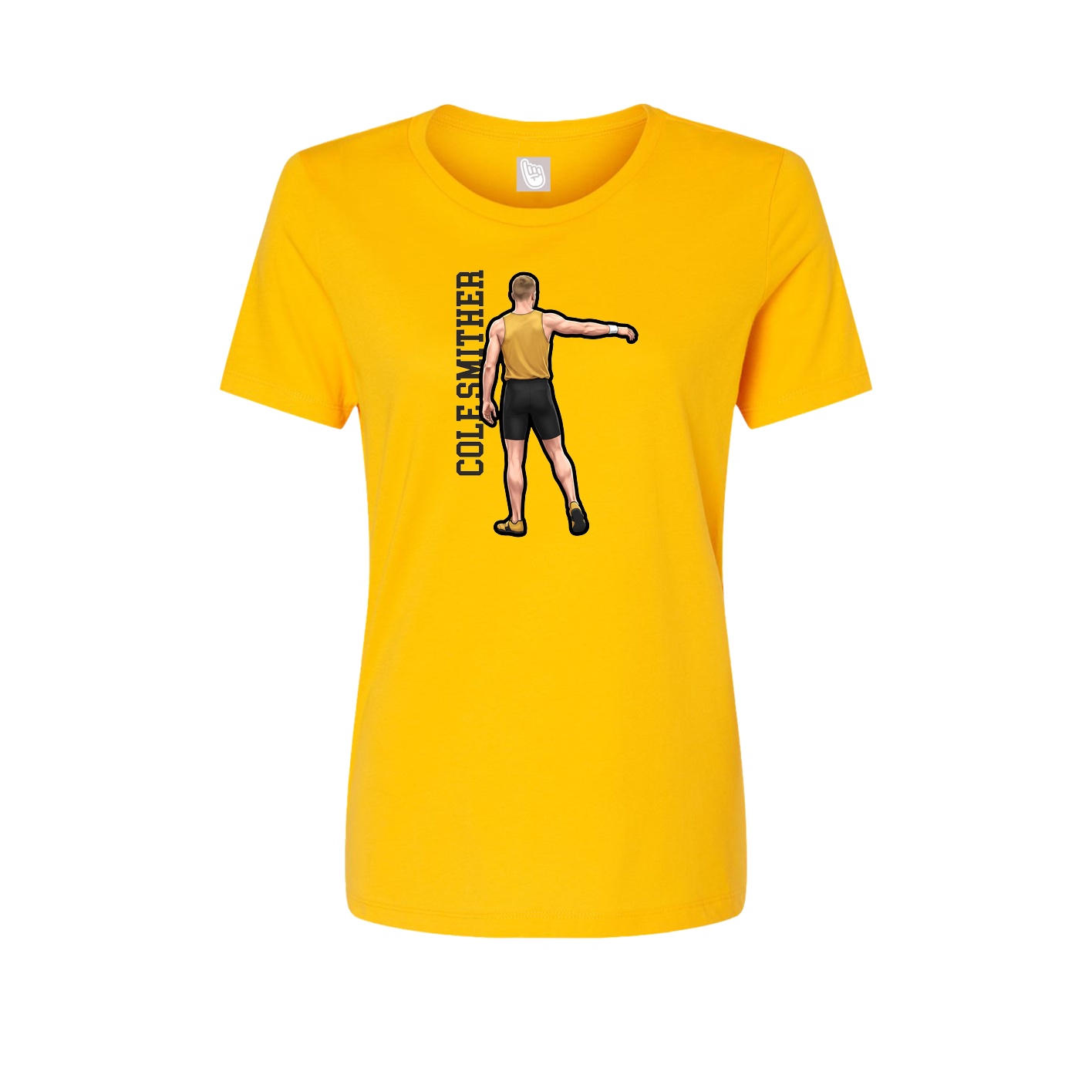 Fitted Women's Tee — Name Vertical in Gold