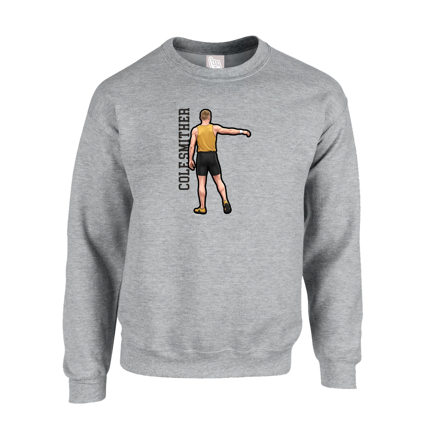 Fleece Crew — Name Vertical in Grey