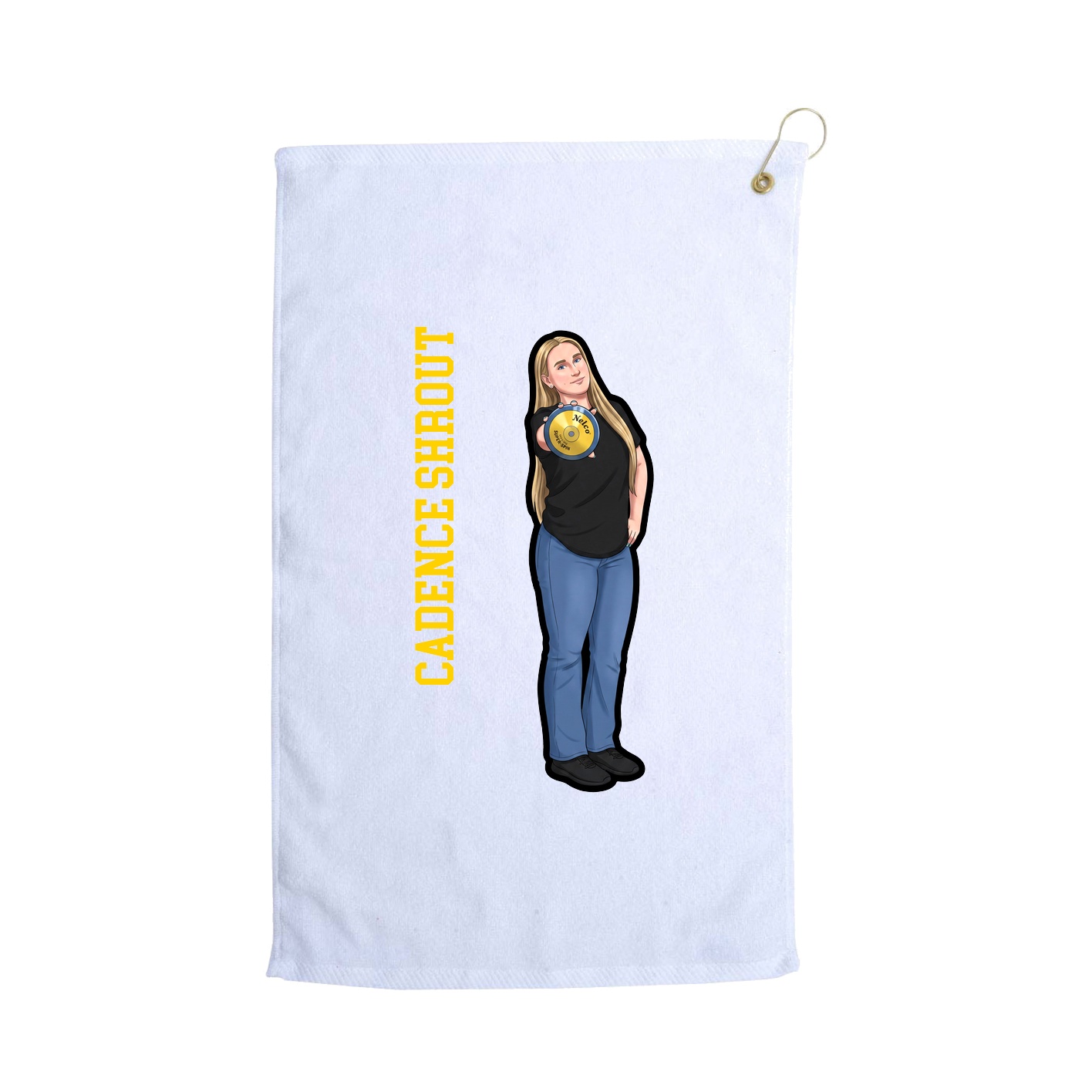 Golf Towel — Name Vertical in White