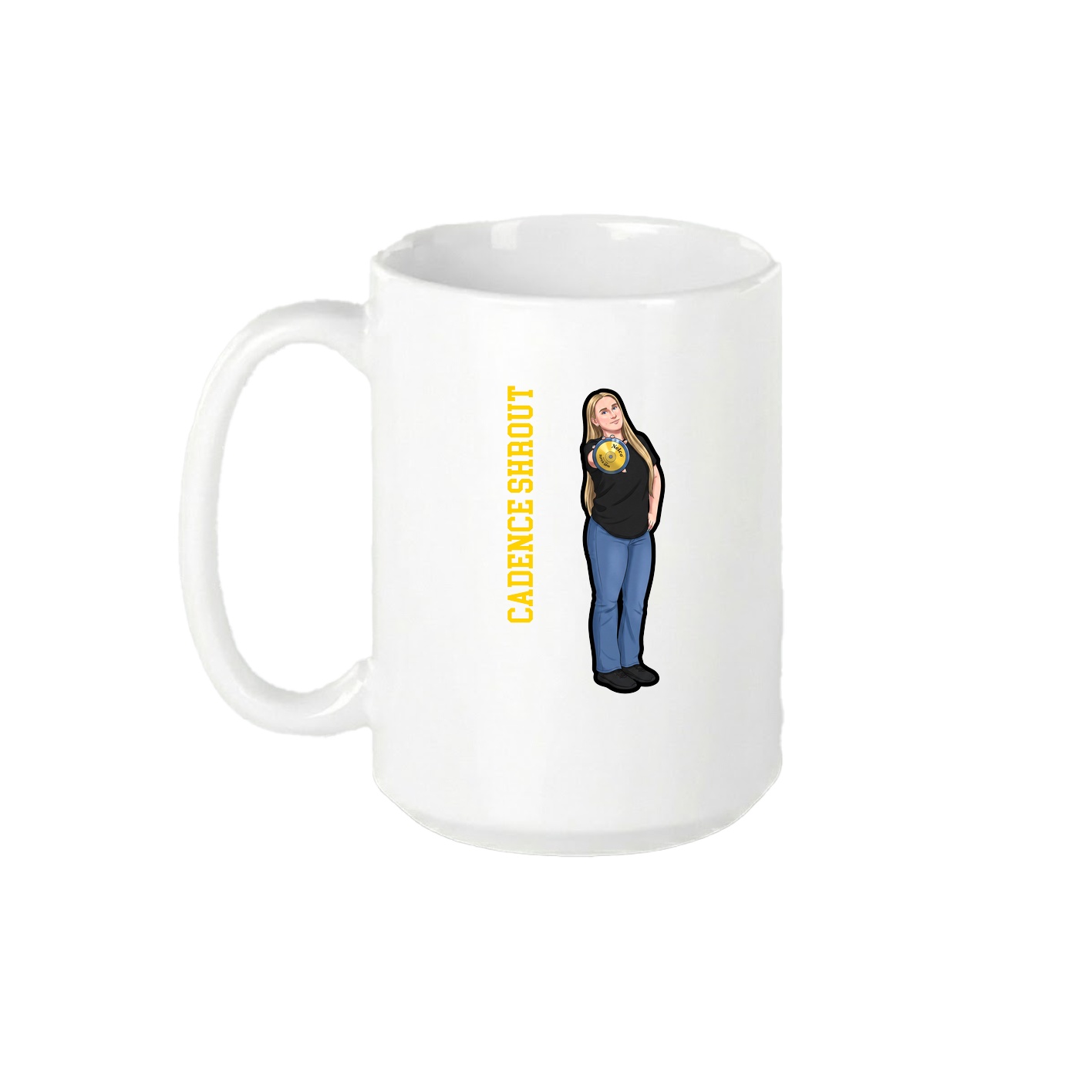 15oz Coffee Mug — Name Vertical in White