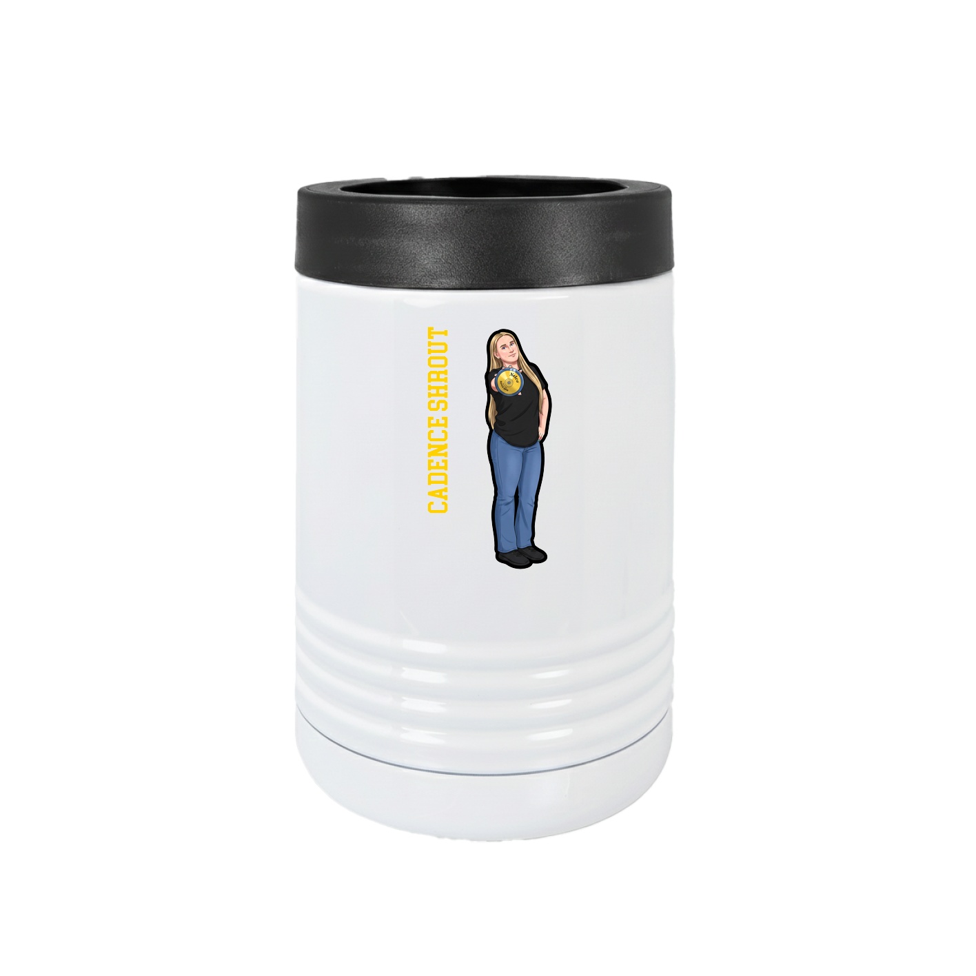 Beverage Holder — Name Vertical in White