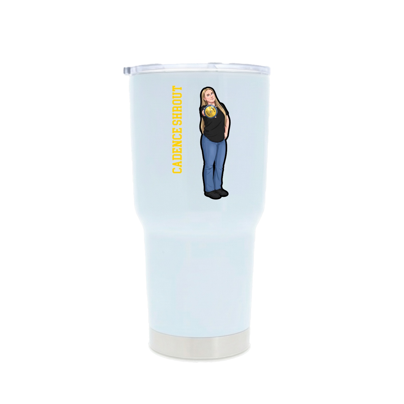 30oz Stainless Steel Tumbler — Name Vertical in White