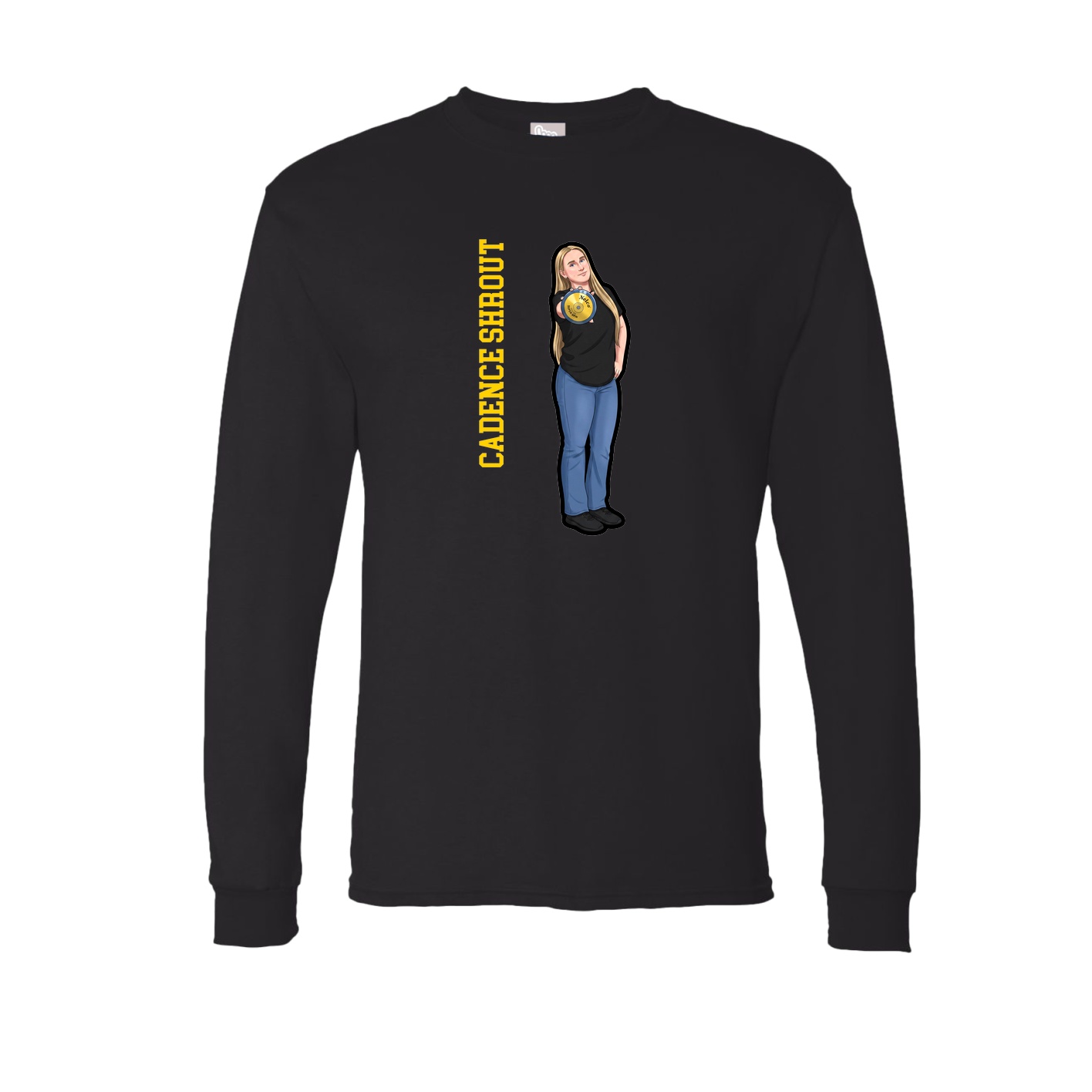 Long Sleeve Tee — Name Vertical in Black