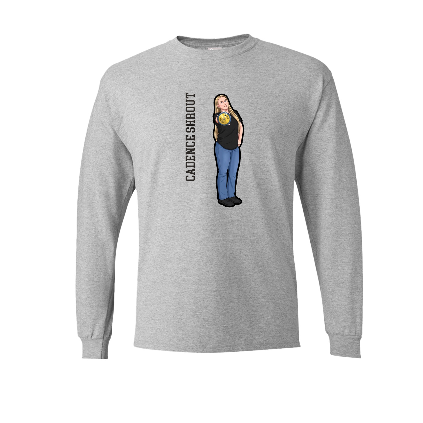 Long Sleeve Tee — Name Vertical in Grey