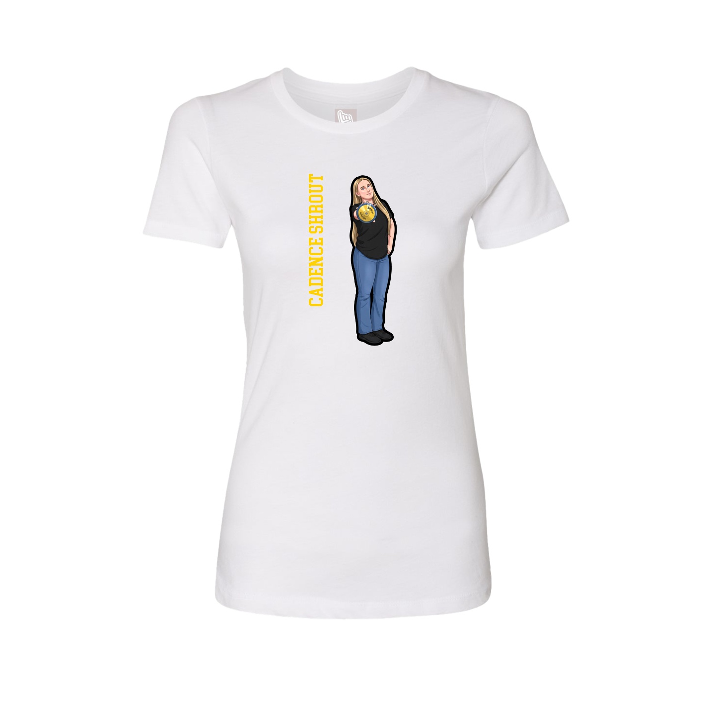 Fitted Women's Tee — Name Vertical in White