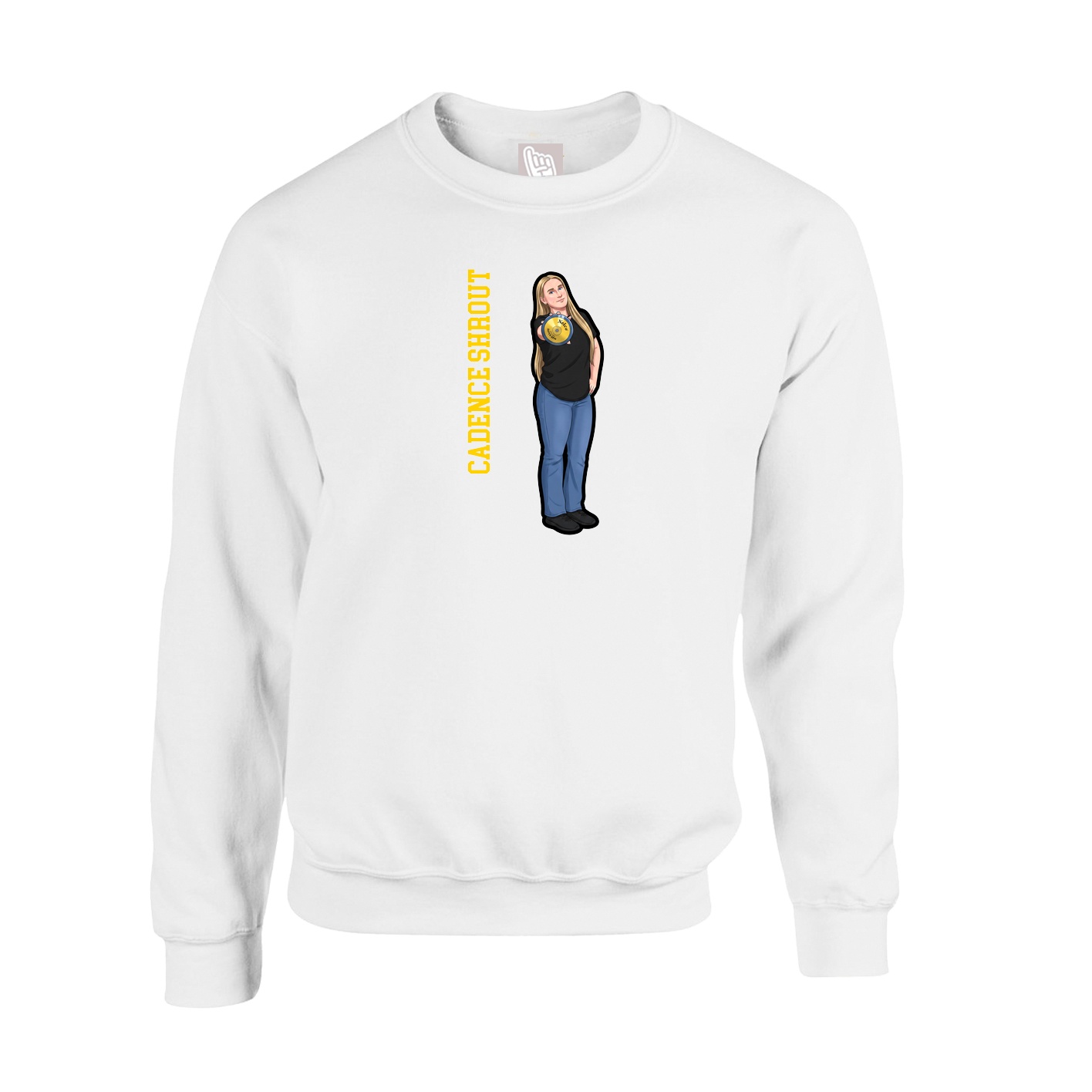 Fleece Crew — Name Vertical in White