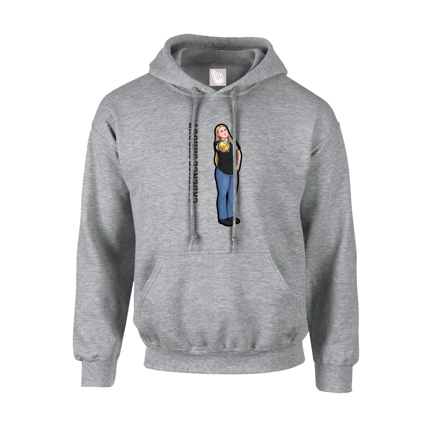 Youth Hoodie — Name Vertical in Grey