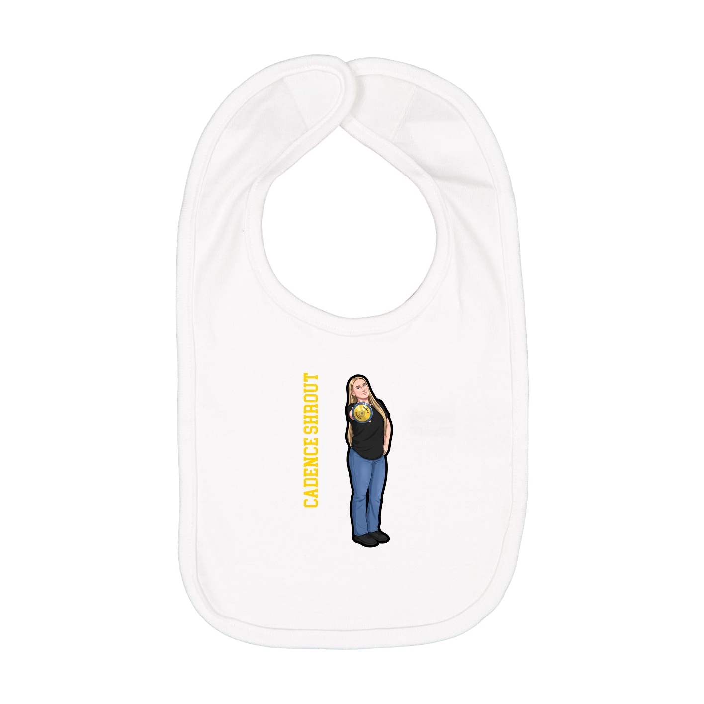 Infant Bib — Name Vertical in White