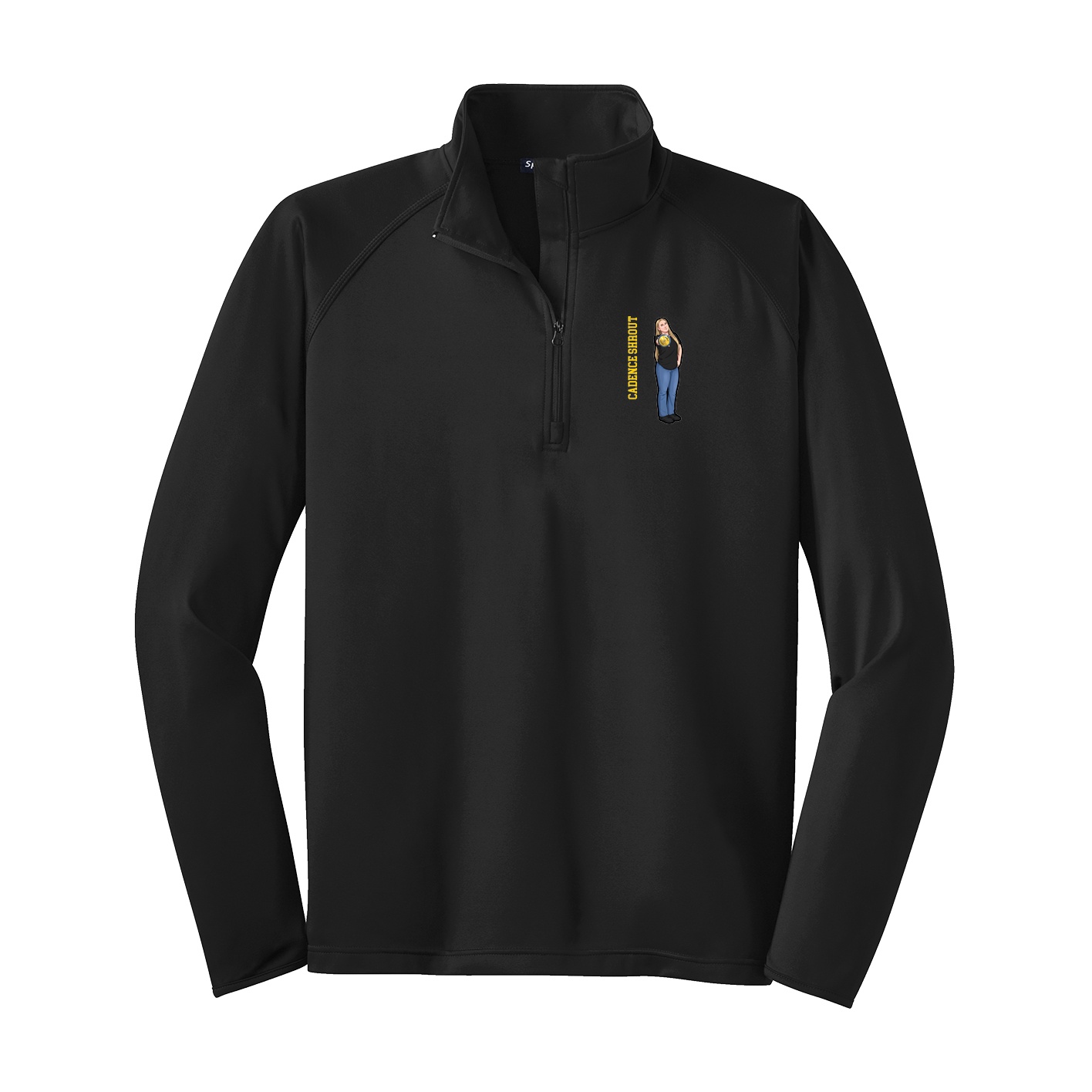 Q-Zip Pullover — Name Vertical in Black