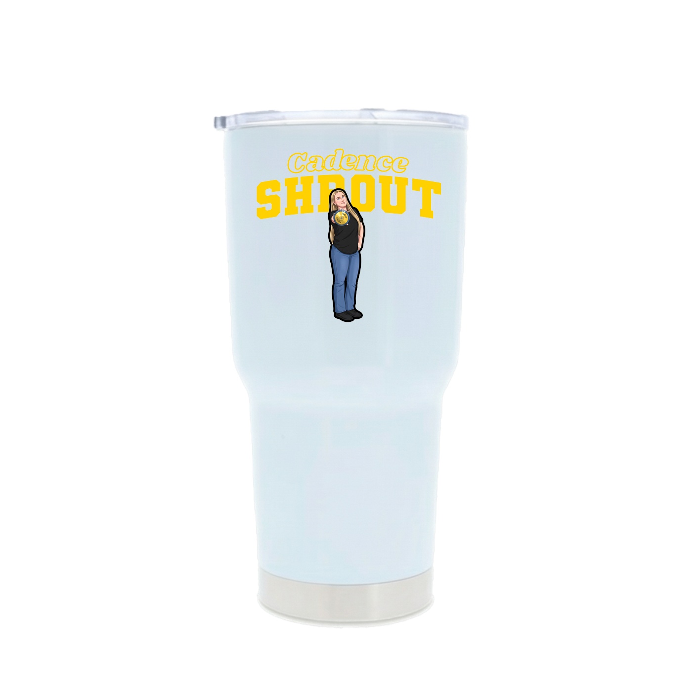 30oz Stainless Steel Tumbler — Name Arch in White