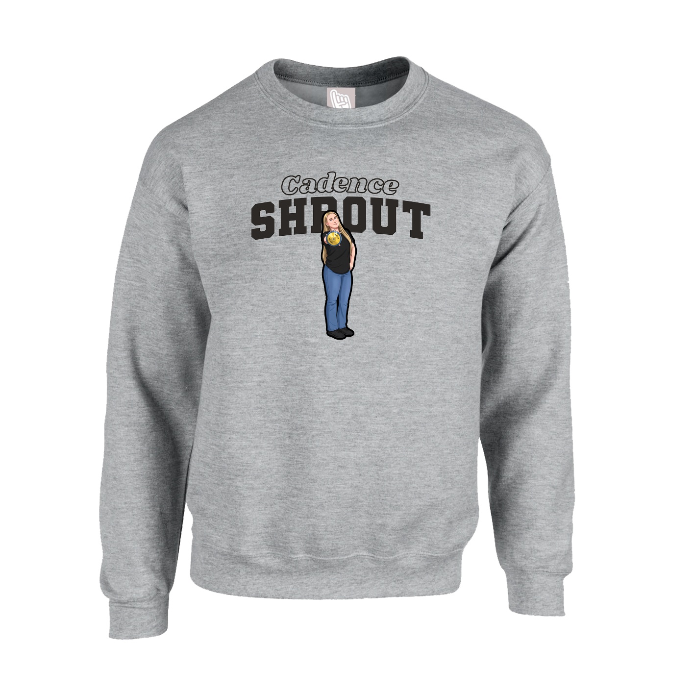 Fleece Crew — Name Arch in Grey