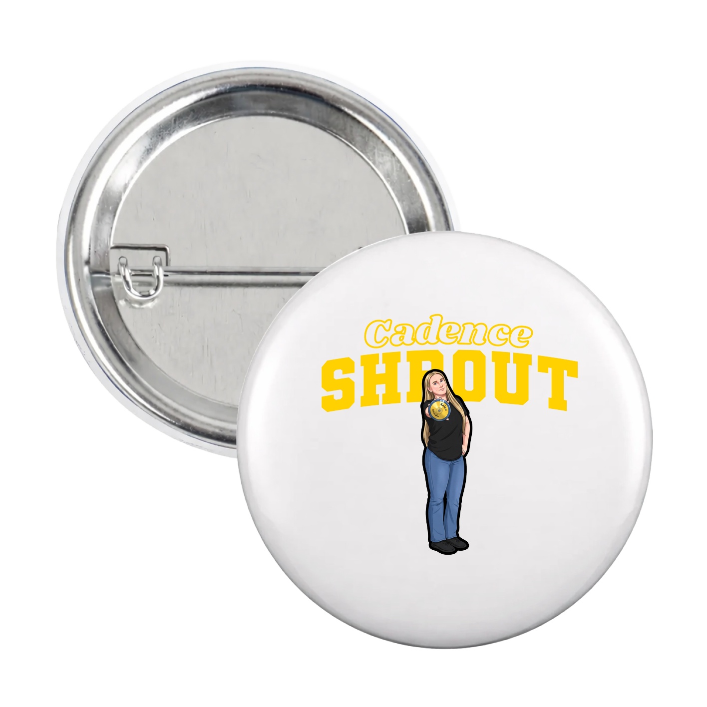 Game Day Button — Name Arch in White