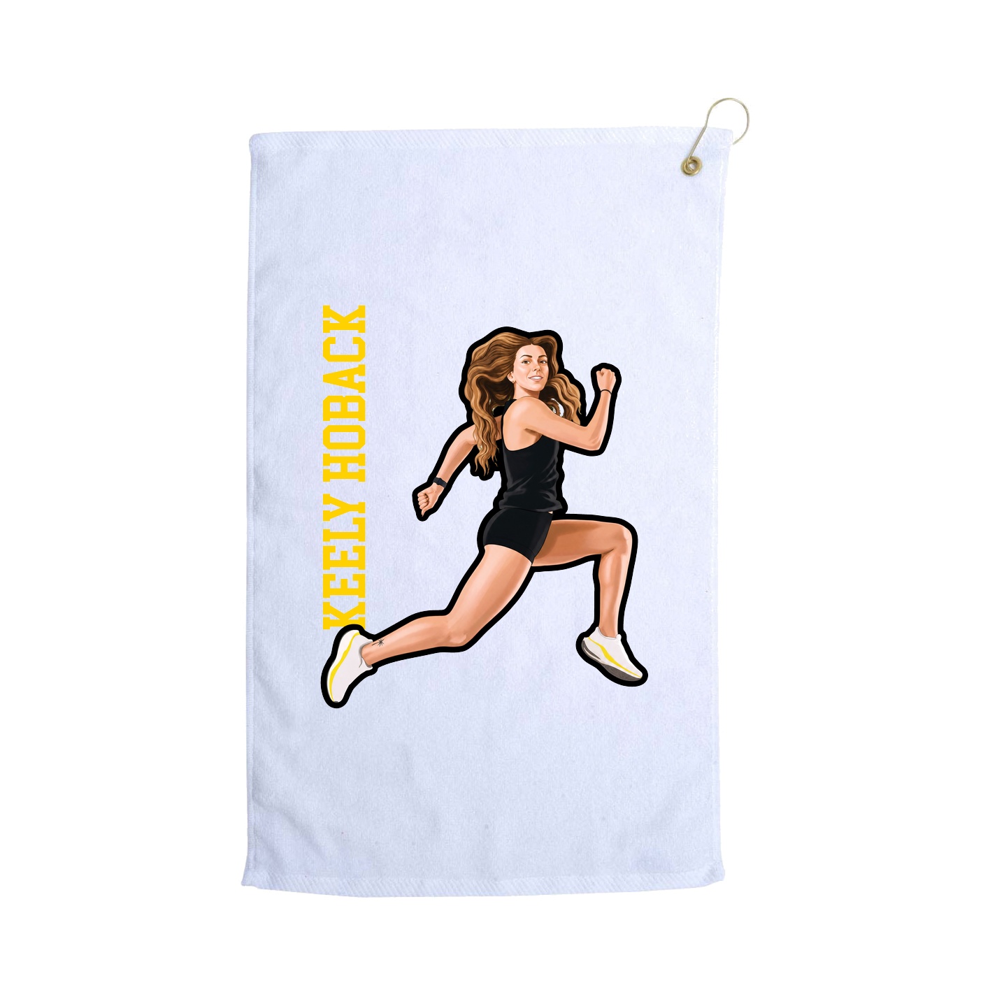 Golf Towel — Name Vertical in White