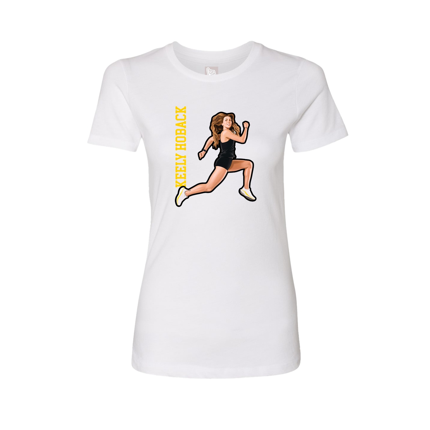 Fitted Women's Tee — Name Vertical in White