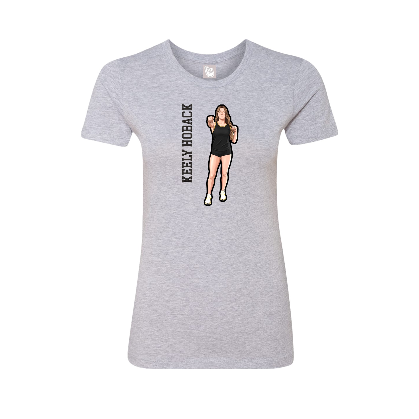 Fitted Women's Tee — Name Vertical in Grey