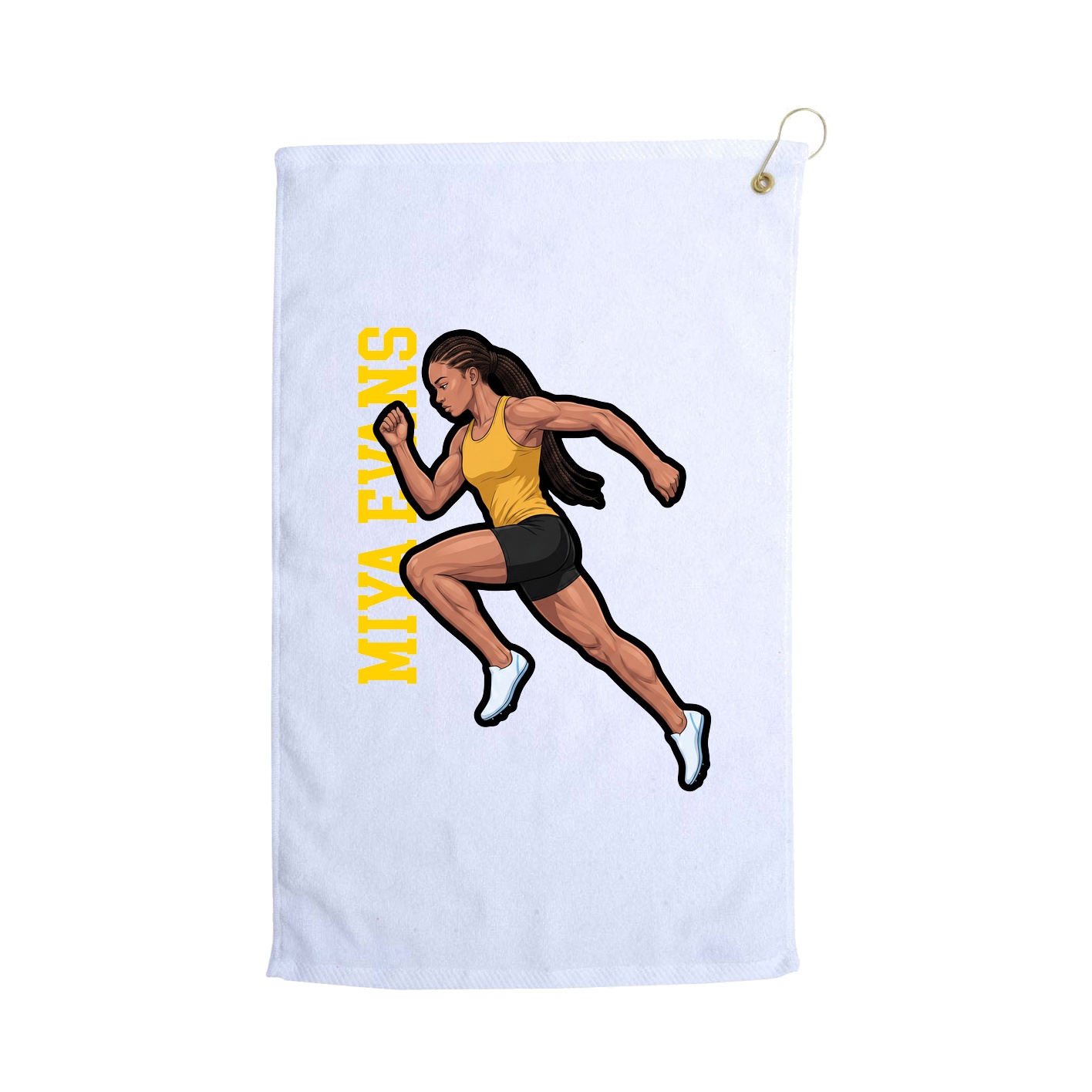 Golf Towel — Name Vertical in White