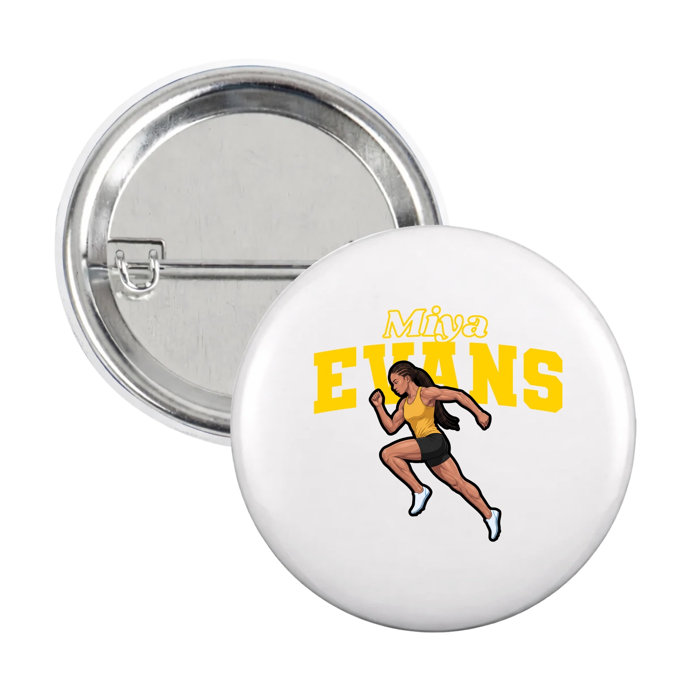 Game Day Button — Name Arch in White