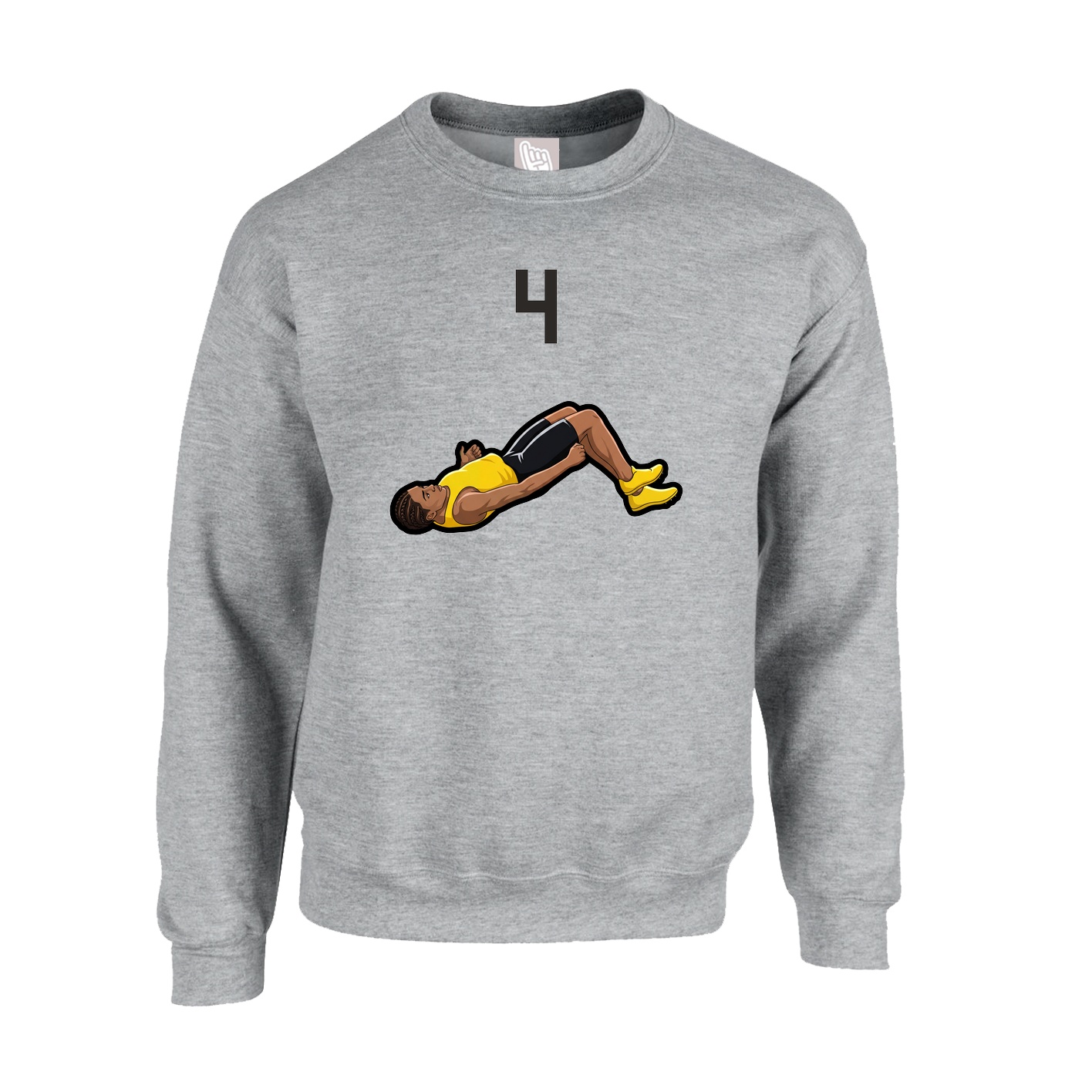 Fleece Crew — Number Top in Grey