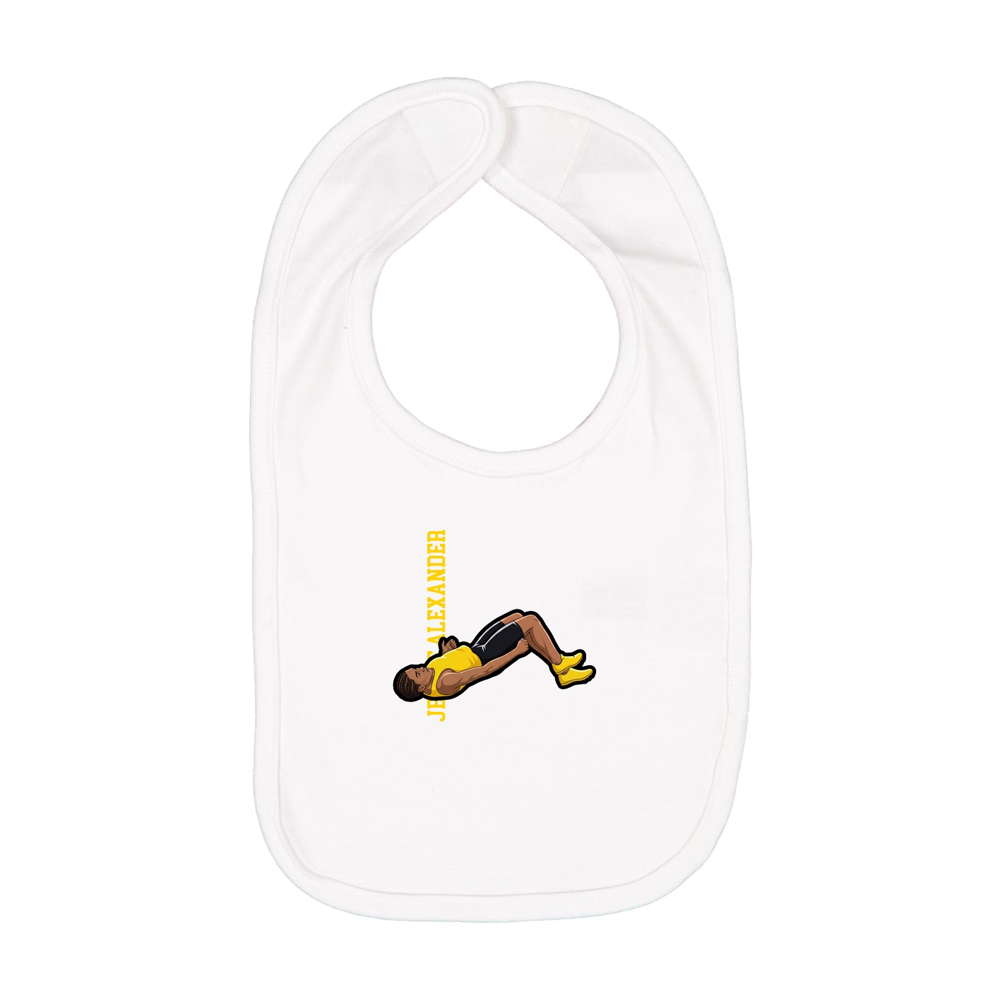 Infant Bib — Name Vertical in White