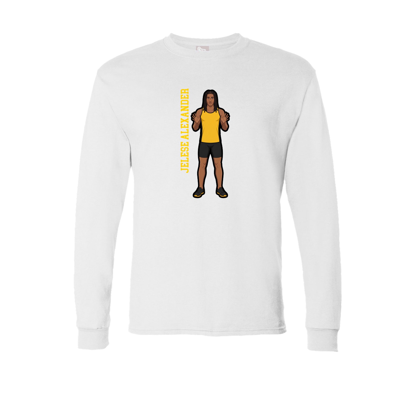 Long Sleeve Tee — Name Vertical in White