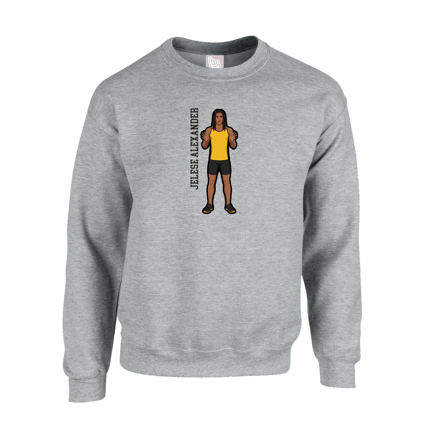 Fleece Crew — Name Vertical in Grey