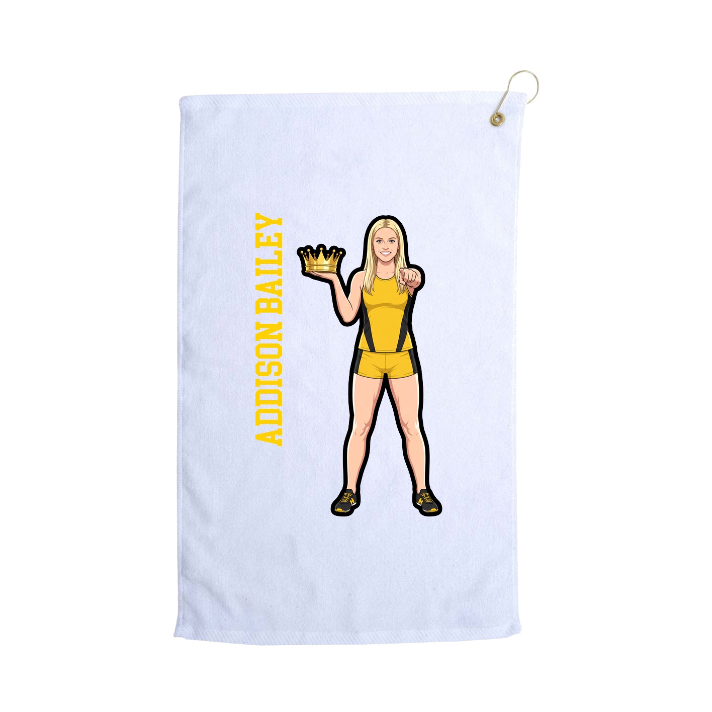 Golf Towel — Name Vertical in White
