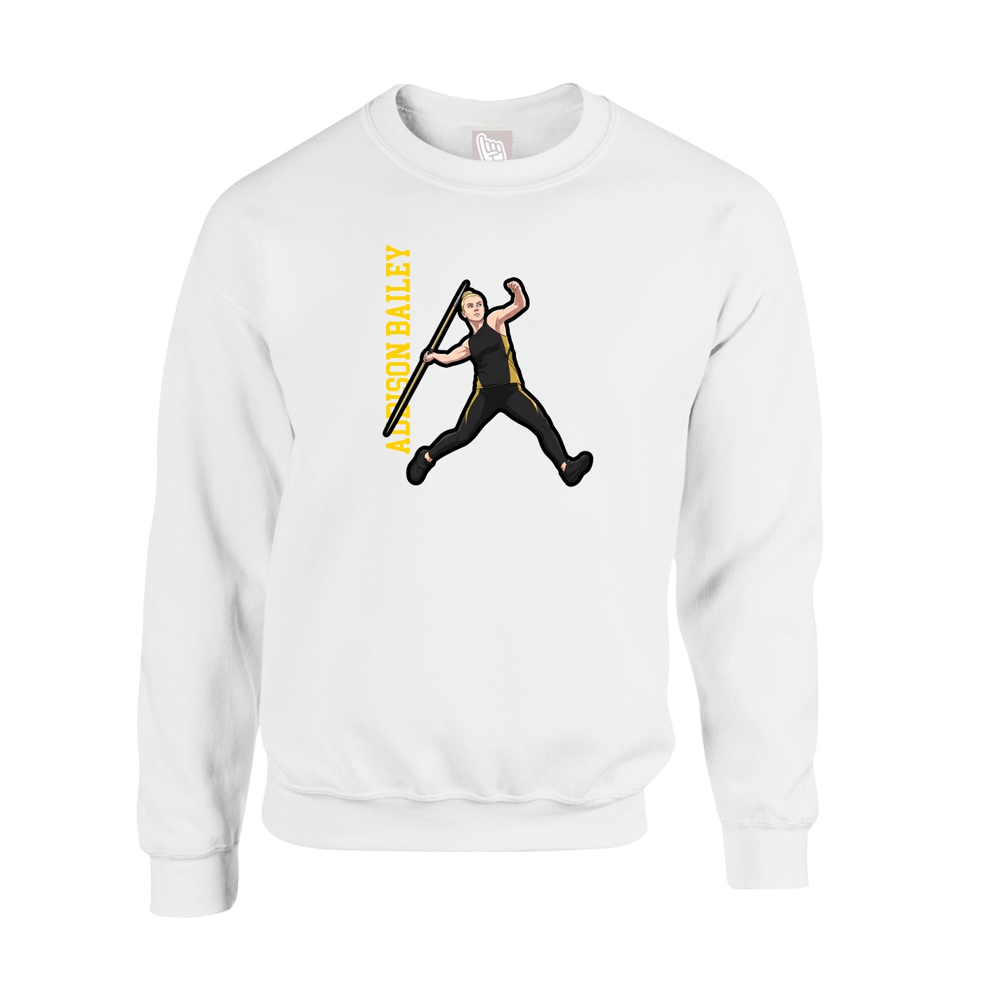 Fleece Crew — Name Vertical in White
