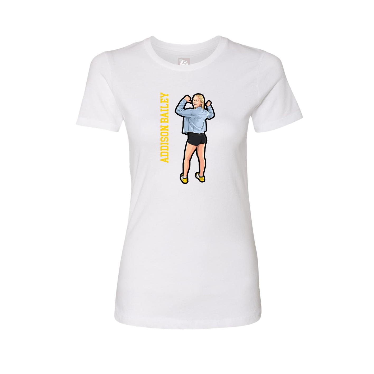 Fitted Women's Tee — Name Vertical in White