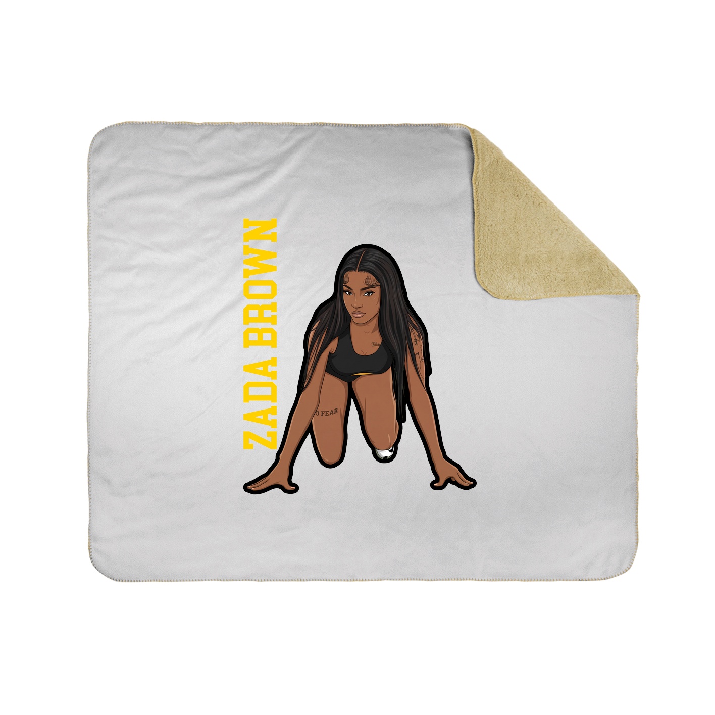 Throw Blanket — Name Vertical in White