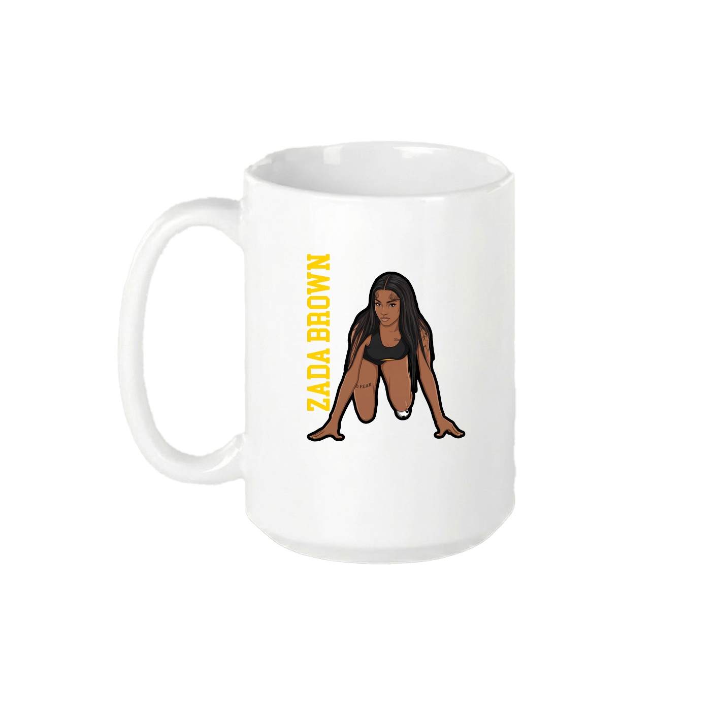 15oz Coffee Mug — Name Vertical in White