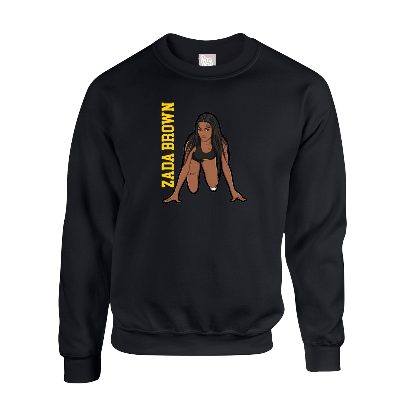 Fleece Crew — Name Vertical in Black