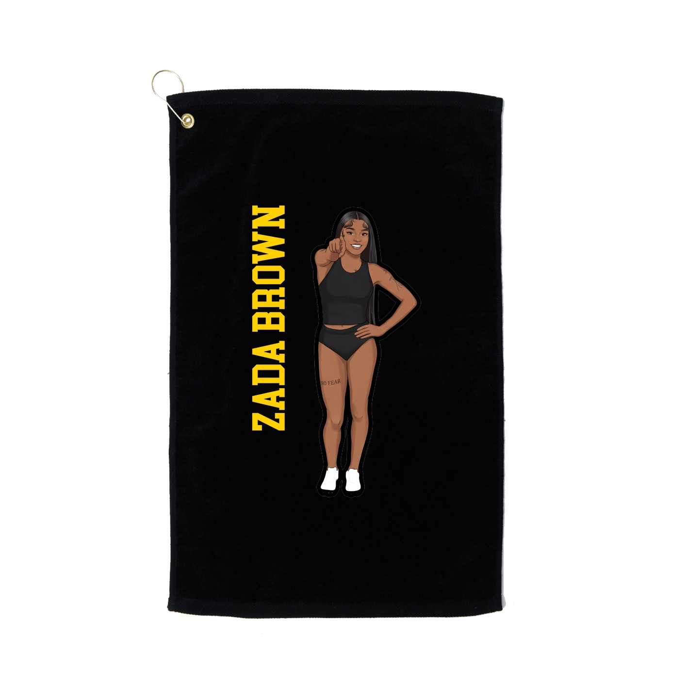 Golf Towel — Name Vertical in Black