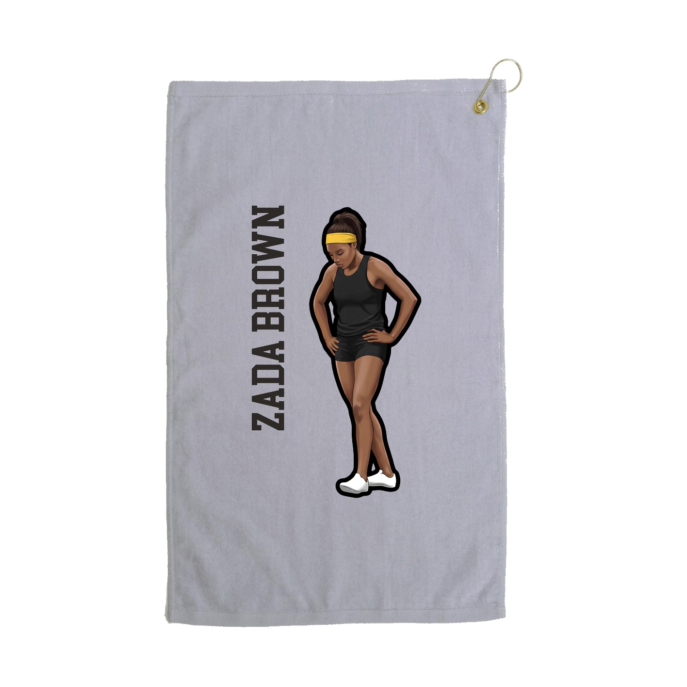 Golf Towel — Name Vertical in Grey