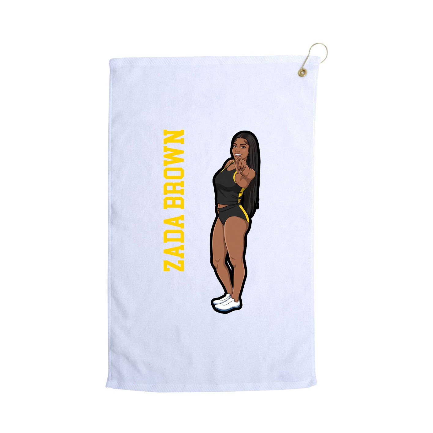 Golf Towel — Name Vertical in White