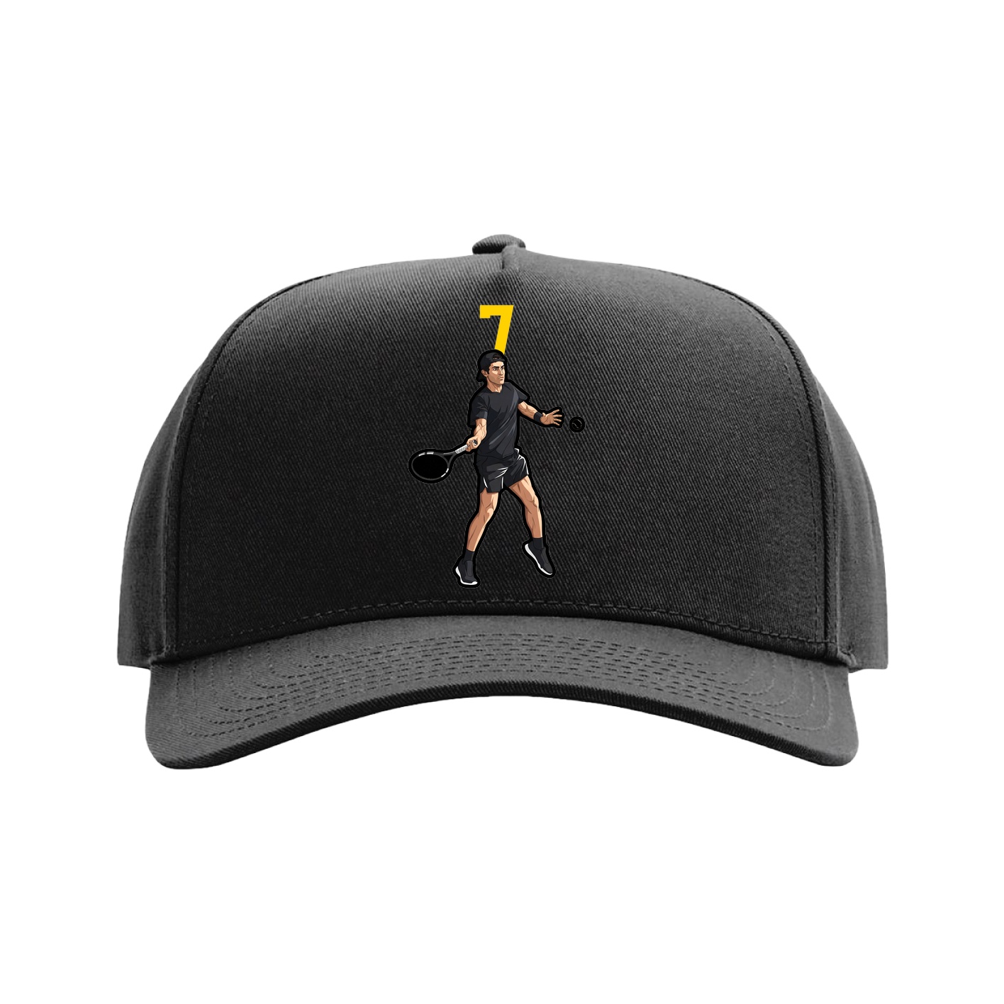 Full Fabric Five-Panel Champ Cap — Number Top in Black