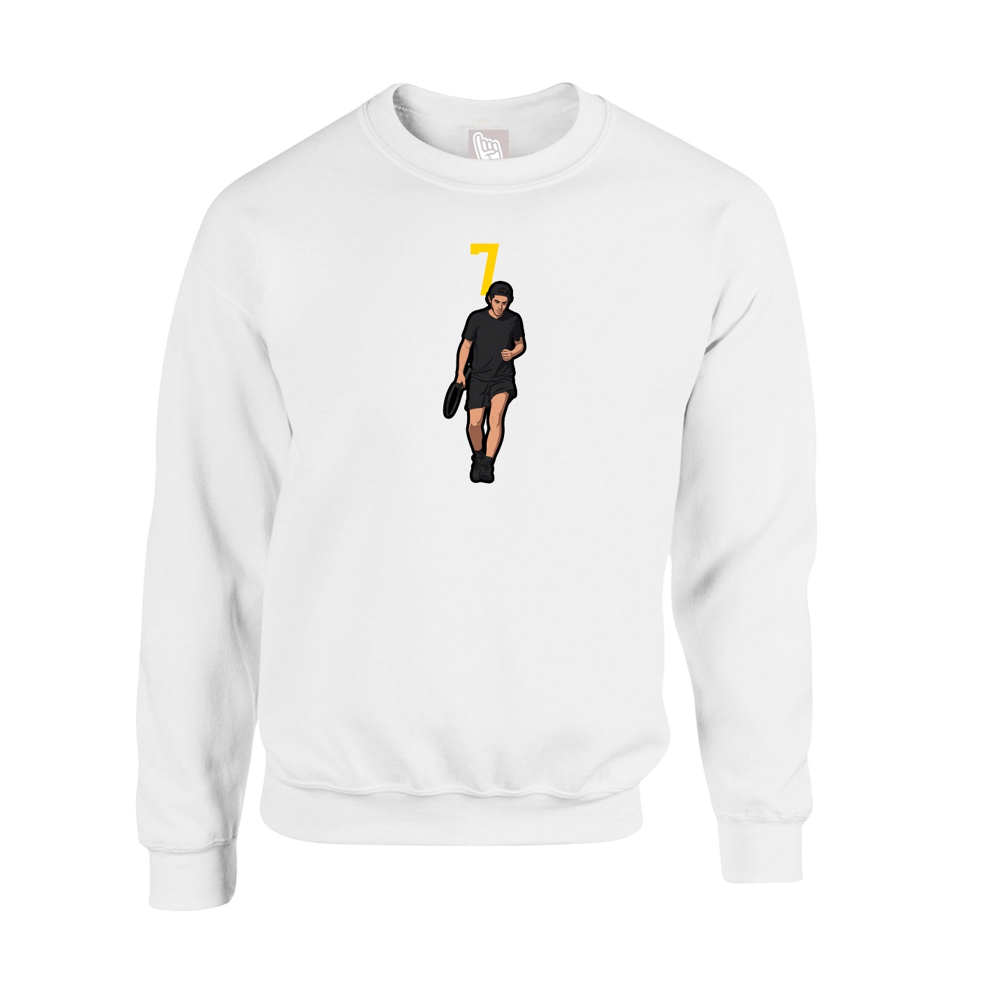 Fleece Crew — Number Top in White
