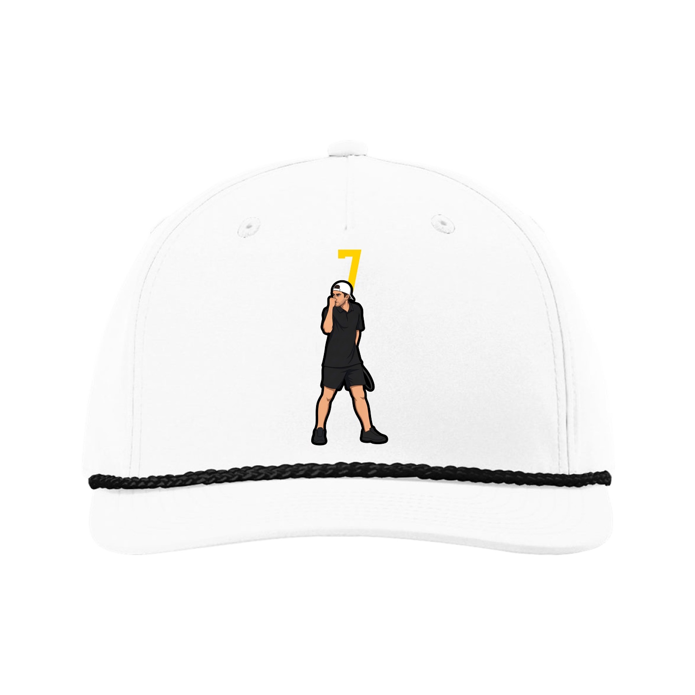 Five-Panel Classic Rope Cap — Number Top in White