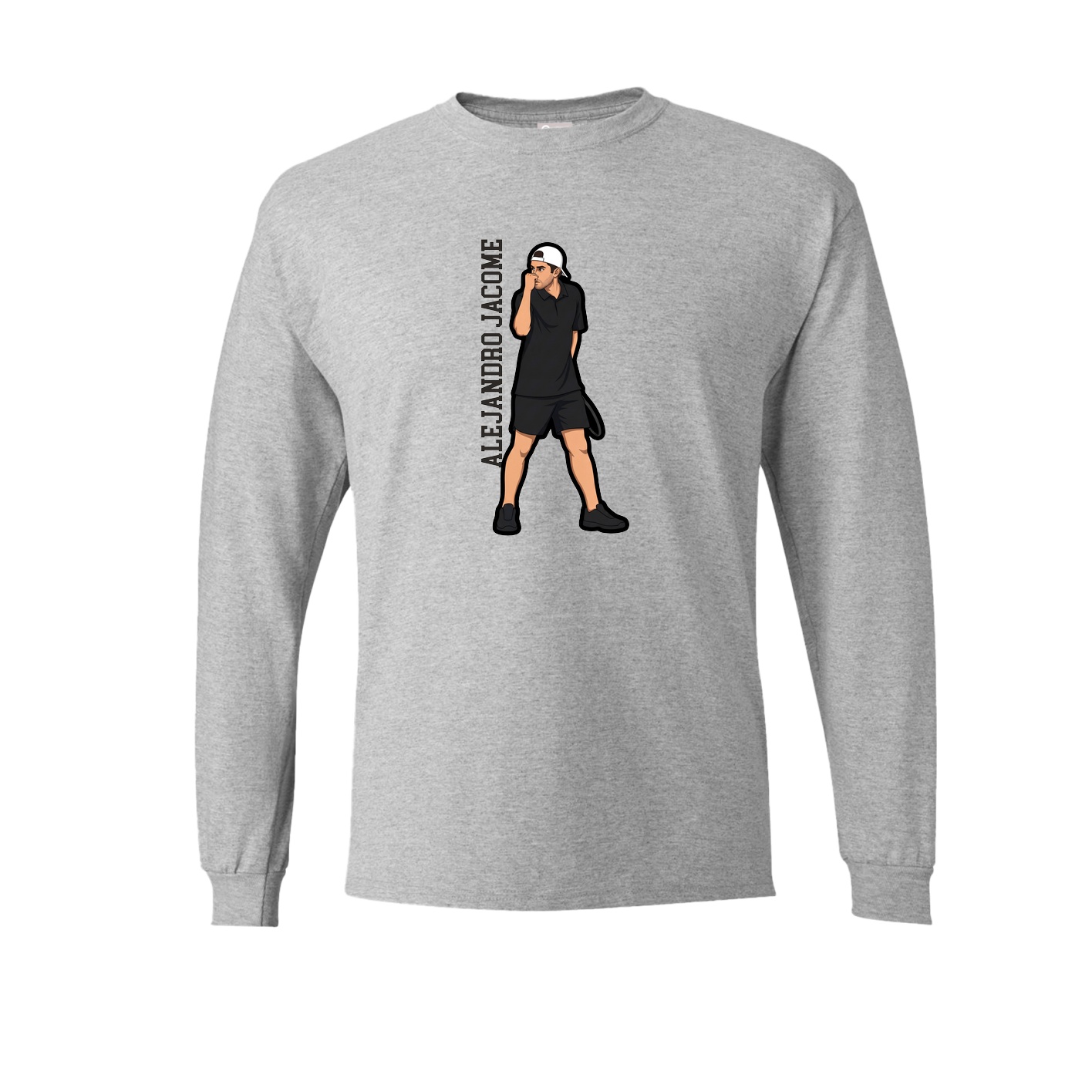 Long Sleeve Tee — Name Vertical in Grey