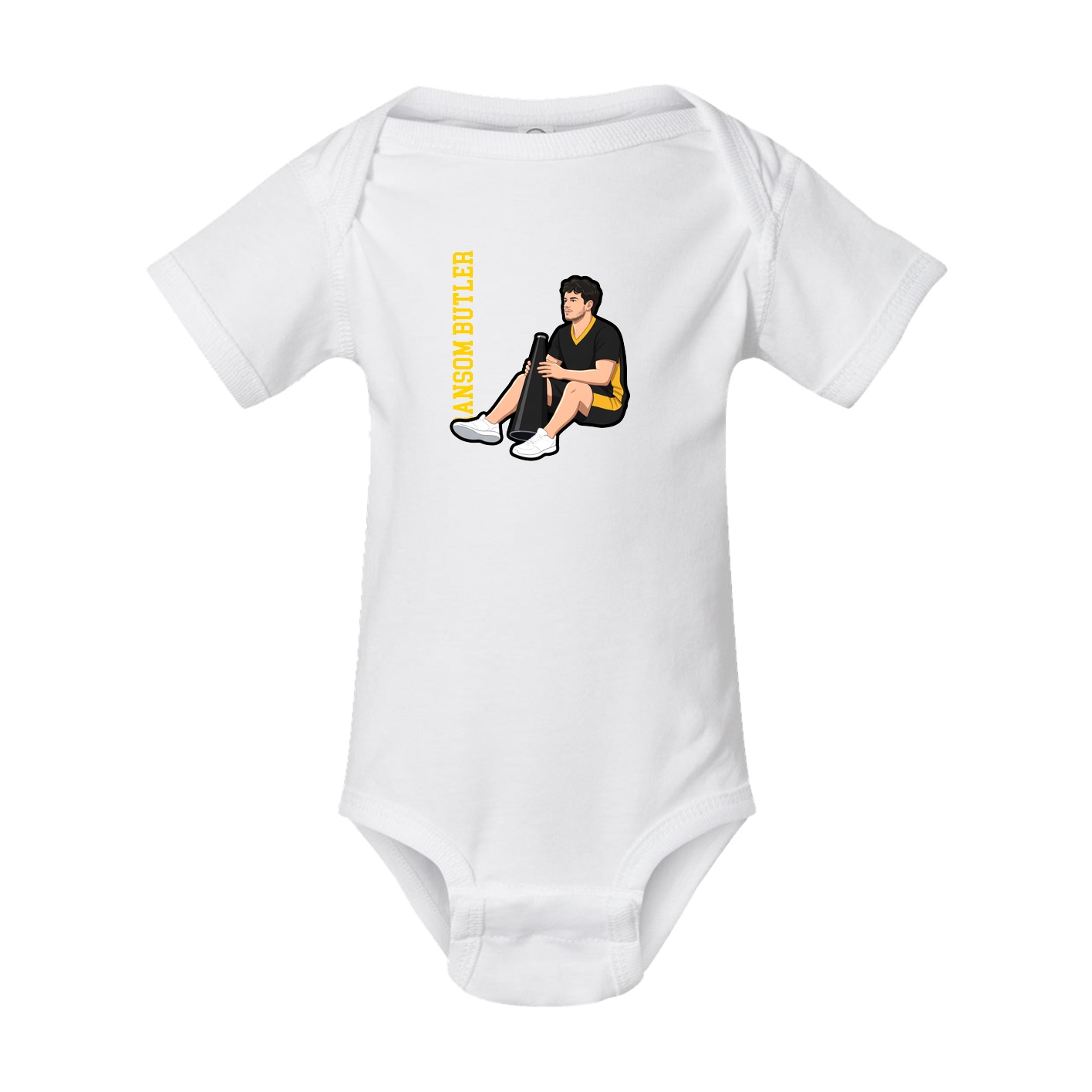 Baby Onesie — Name Vertical in White