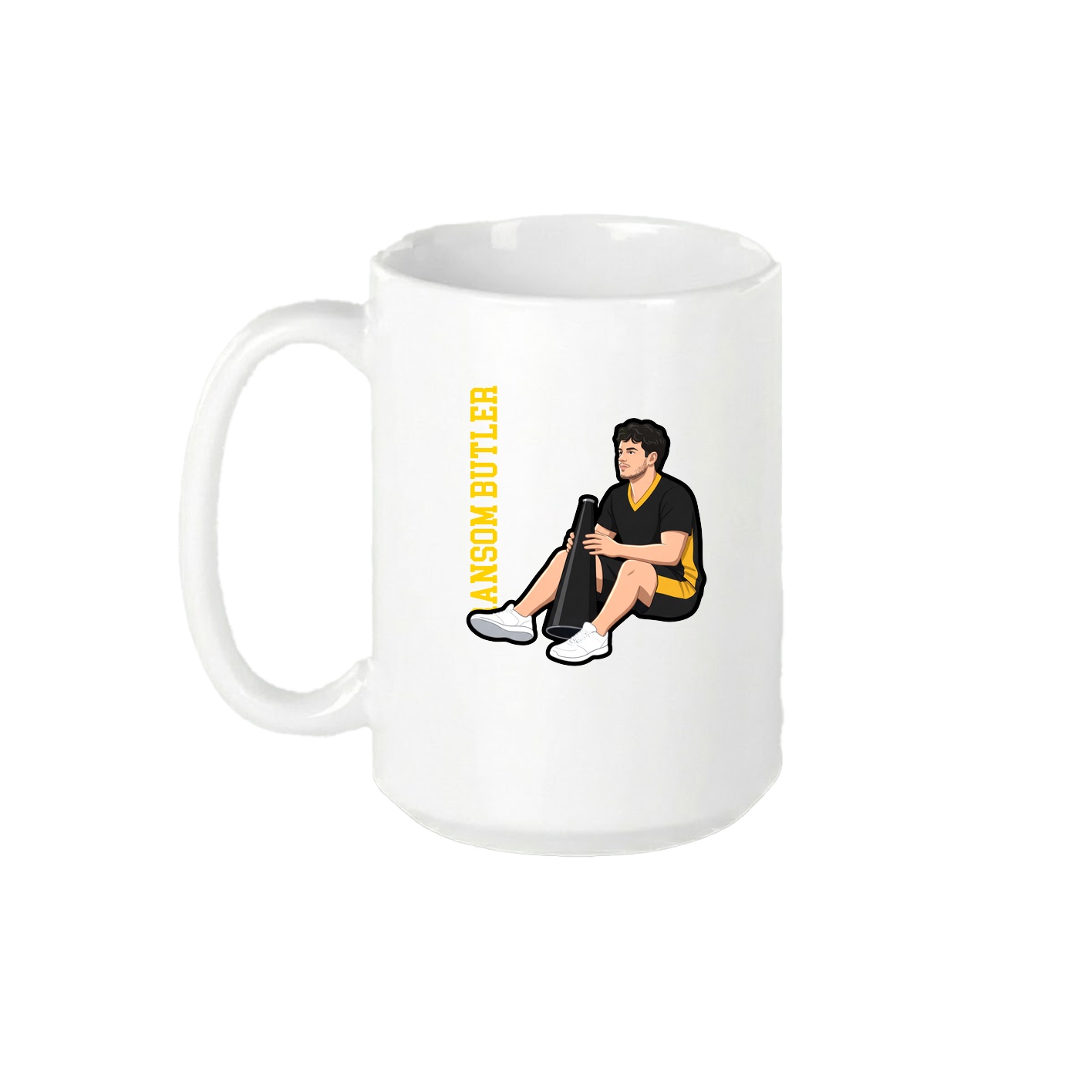 15oz Coffee Mug — Name Vertical in White