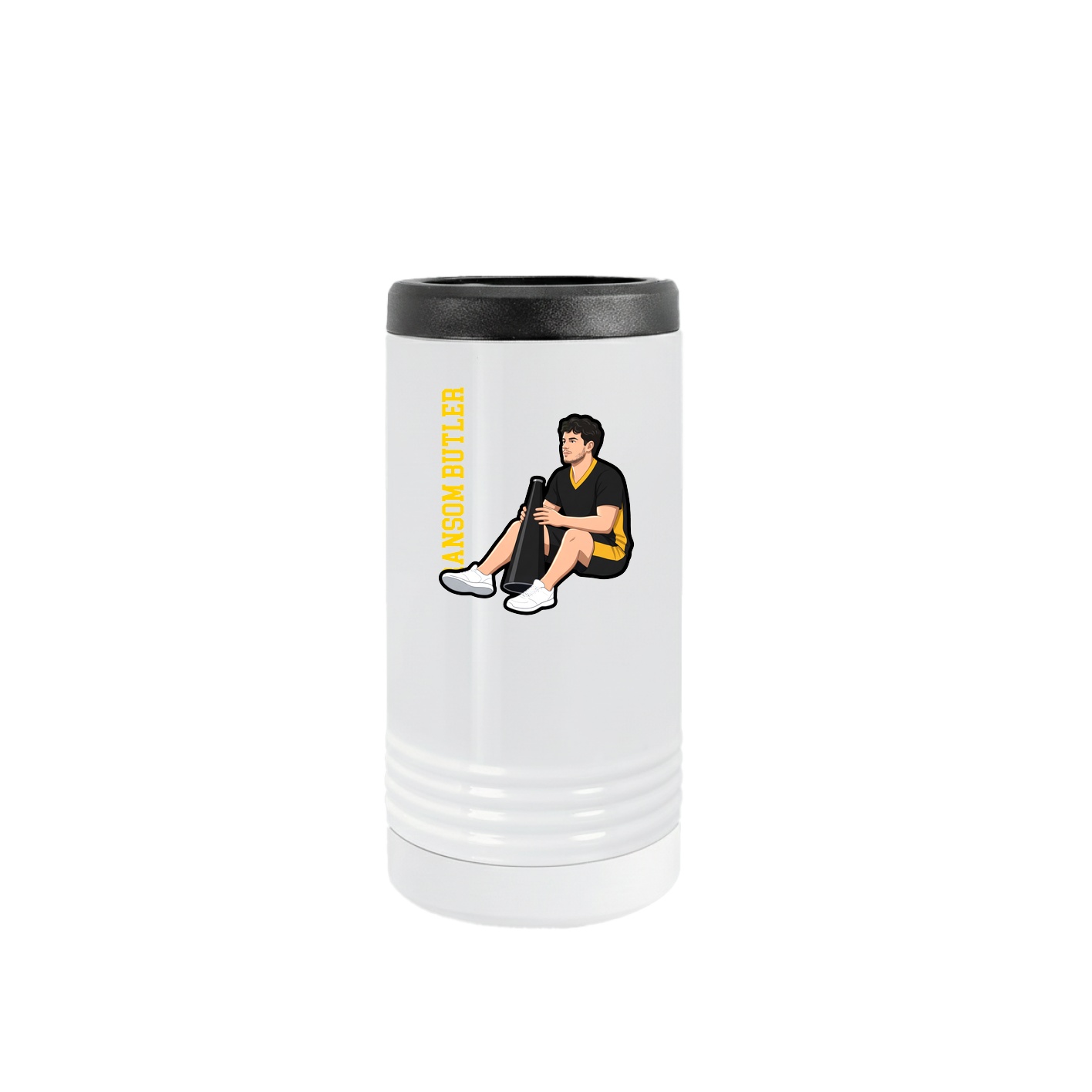 Slim Beverage Holder — Name Vertical in White