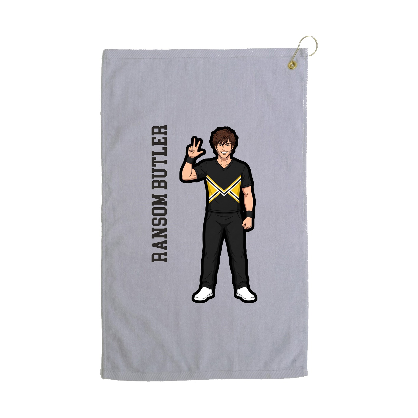 Golf Towel — Name Vertical in Grey