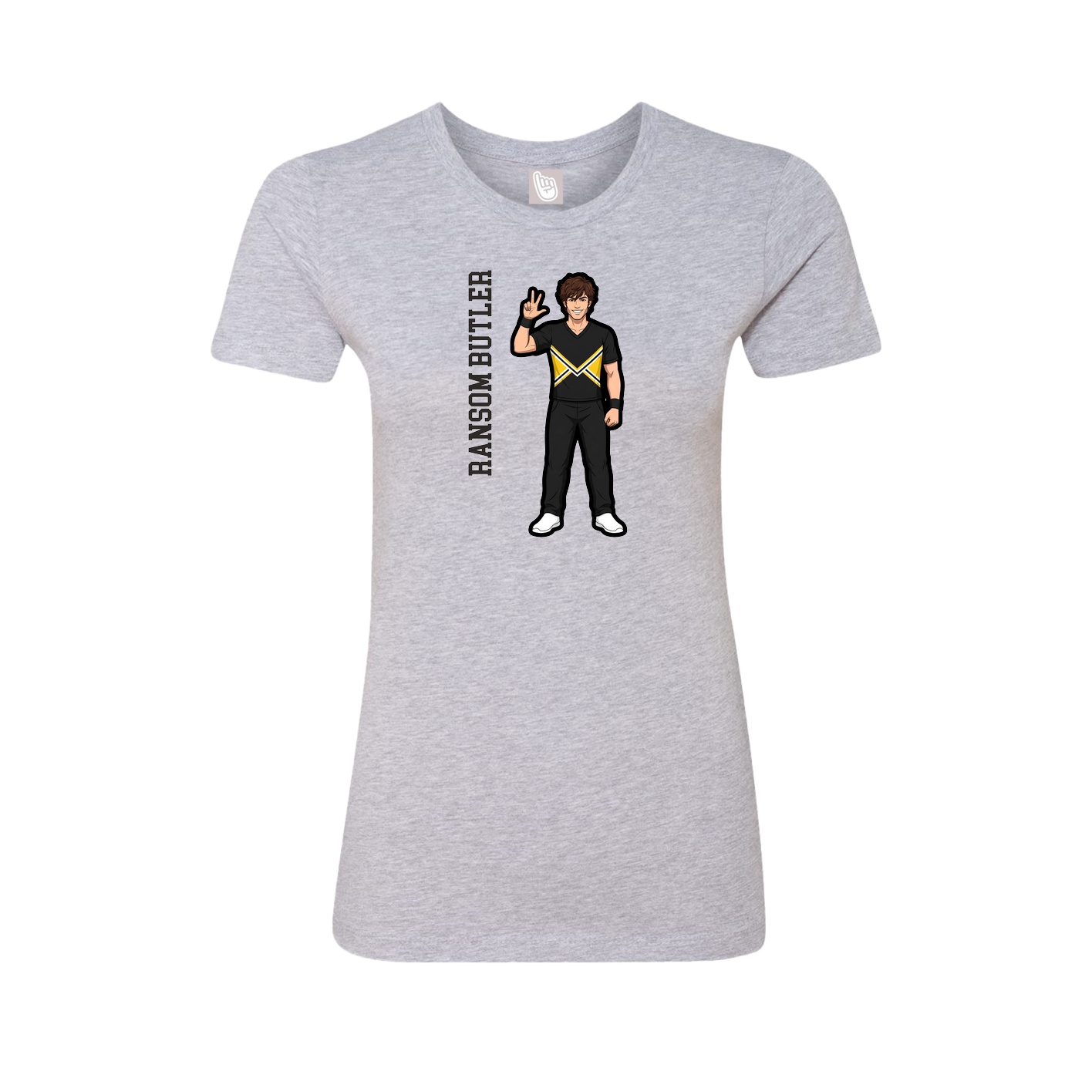 Fitted Women's Tee — Name Vertical in Grey