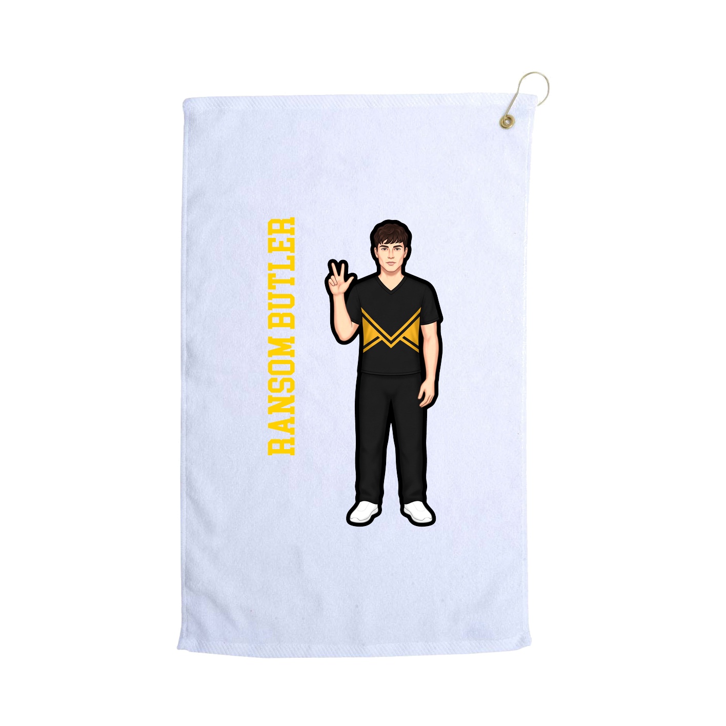 Golf Towel — Name Vertical in White