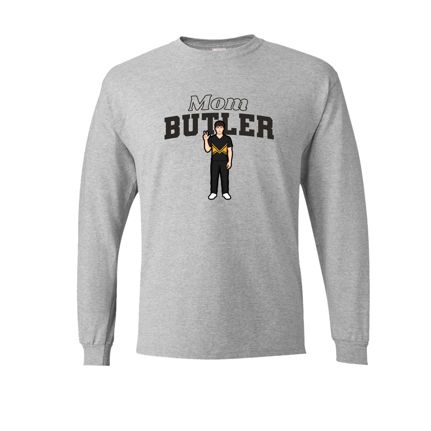 Long Sleeve Tee — Mothers Day Block in Grey