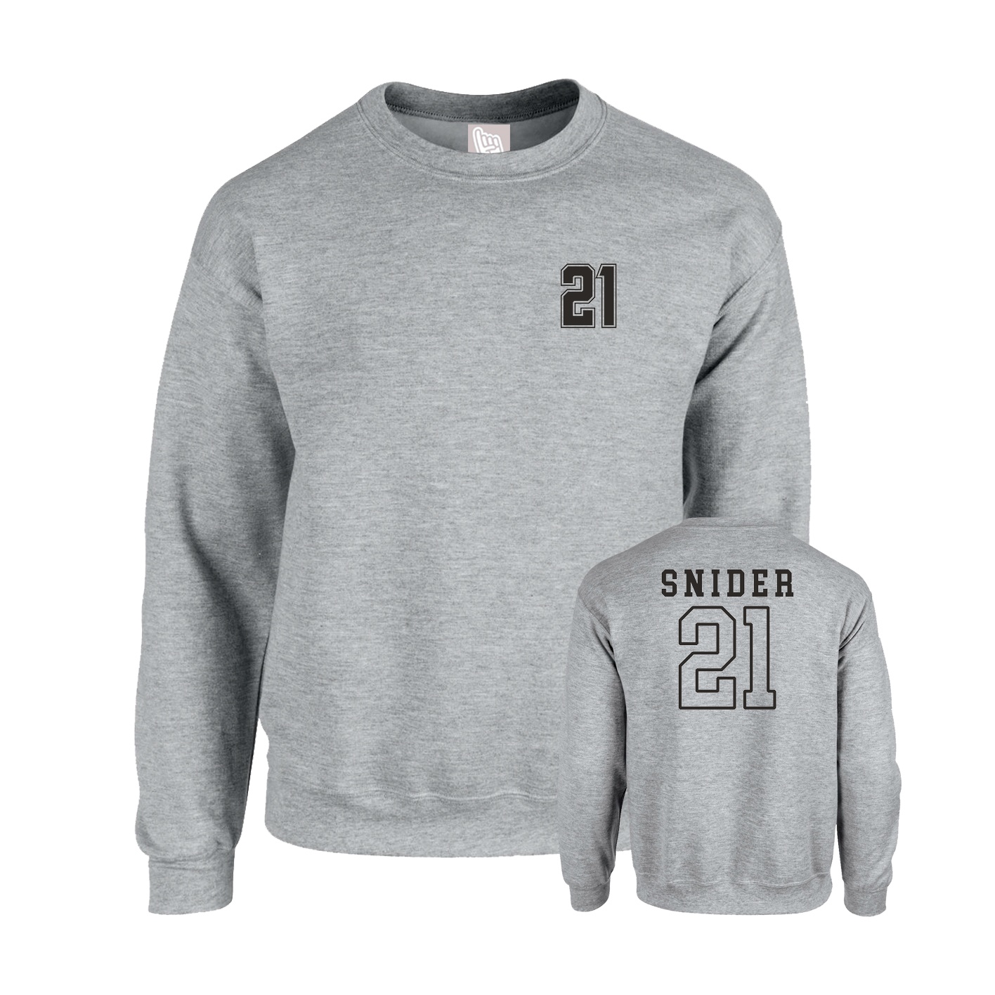 Fleece Crew — Chest Back in Grey