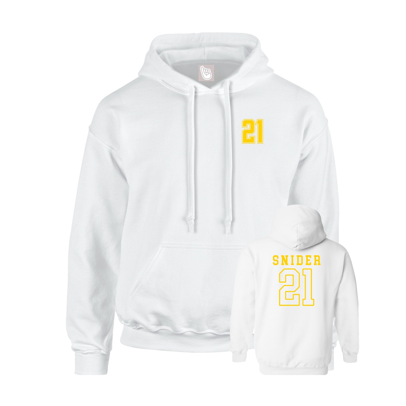 Youth Hoodie — Chest Back in White