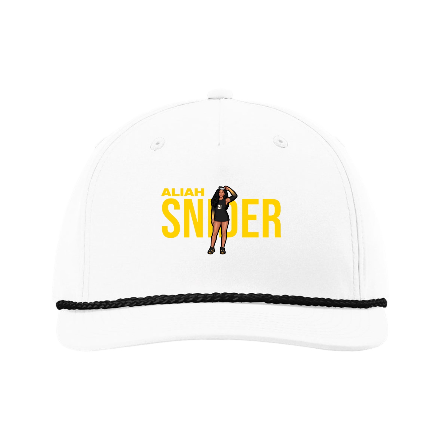 Five-Panel Classic Rope Cap — Player Name in White